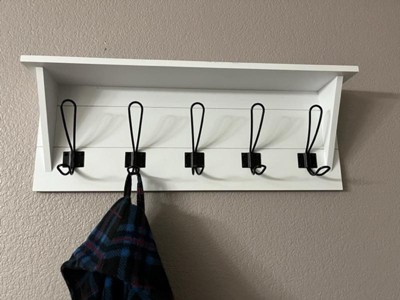 Merrick Lane Wall Mounted Coat Rack with Upper Shelf, Wire Baskets, and  Hooks in Rustic Brown