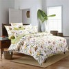 King Size Duvet Cover Set, Pastoral Style, 3 Piece, Branches Birds Floral Print, Green, Luxurious Farmhouse Bedding - 3 of 4
