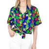 LA LEELA Hawaiian Shirts Womens Floral Summer Beach Party V Neck Colorful Blouses Short Sleeve Vacation Tops Dress Shirts for Women - 3 of 4