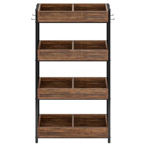SEVOBAL Bakers Racks Retail Display Stand Multiple Shelves Hooks Vertical Storage Sturdy Frame for Living Space, Brown Black, 29.13"*12.2"*55.12" - 1 of 4
