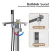 Coucheta Freestanding Bathtub Faucet, Floor Mount Tub Filler with Hand Shower, 360° Swivel Spout, Single Handle Bathroom Tub Faucet - 3 of 4