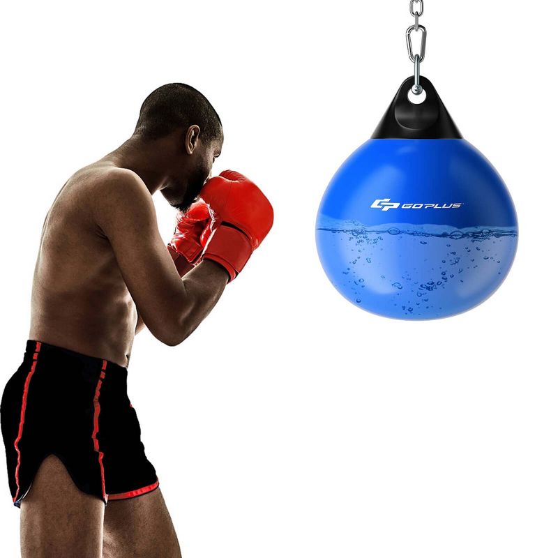 Costway Water Punching Bag 21" 180 Pound Heavy Punching Bag with Adjustable Metal Chain Blue/Black/White, 1 of 11