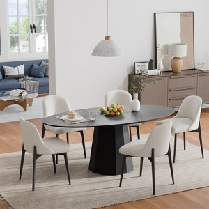 Spassway 67"L*33.5"W*30"H Oak Wood Dining Table for 6 People with Solid Wood Pedestal Kitchen Table for Living Room Dining Room - 1 of 4