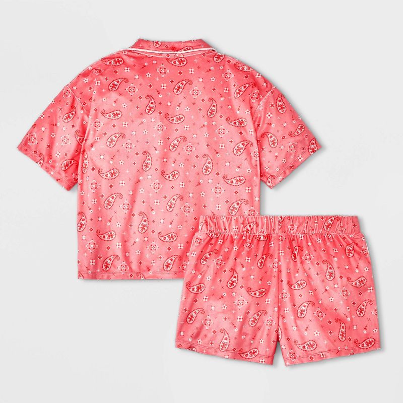 Girls' Short Sleeve Button Up Pajama Set - art class™, 3 of 6