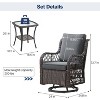 Outdoor Swivel Rocker Chairs Set 3 Piece Wicker Swivel Patio Chair with Rocking Chair, Thickened Cushions & Rattan Side Table for Balcony, Porch - 3 of 4