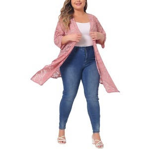 Agnes Orinda Women's Plus Size Draped Shawls Lightweight Open Front Lace Date Cardigans - 1 of 4