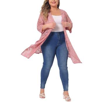 Agnes Orinda Women's Plus Size Draped Shawls Lightweight Open Front Lace Date Cardigans