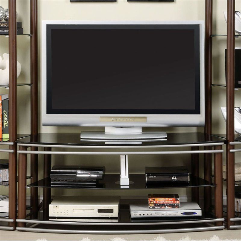 Abello Metal 52-inch TV Stand in Brown and Silver - Furniture of America, 1 of 4
