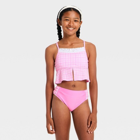Art Class Girls' Picnic Prep Bikini Set - art class™ Pink L