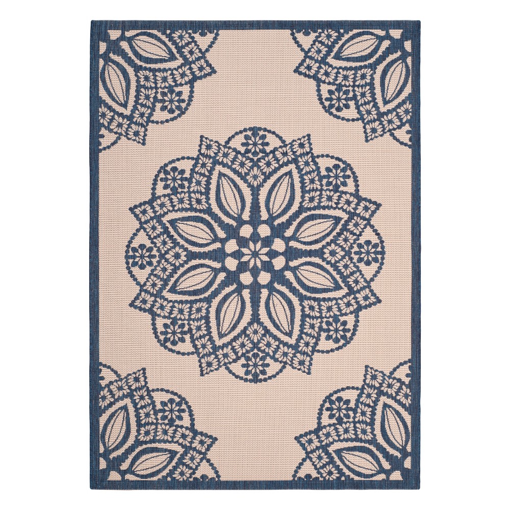 4'X5'7in Claridge Outdoor Rug Beige/Navy - Safavieh