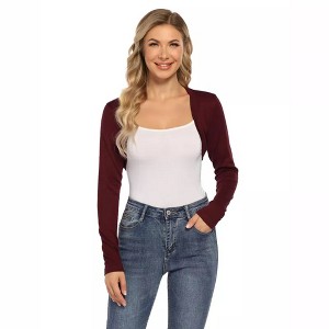 Clearlove Women's Long Sleeve Cardigan Knit Sweaters Cropped Open Front Bolero Shrug for Dresses - 1 of 4