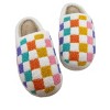 White Vibrant Checkered Plush Thermal Slippers - 3 of 3