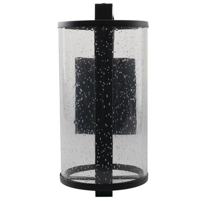 Matte Black LED Outdoor Wall Sconce with Seeded Glass