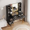 Makeup Vanity Desk with 3 Color LED Mirror, with Soft Cushioned Stool, Modern Dressing Table, with Charging Station, 3 Drawers for Bedroom - 2 of 4