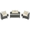 Nestfair 8pcs Wicker Outdoor Half Moon Sectional Sofa Set with Coffee Table and Cushions Beige - 3 of 4