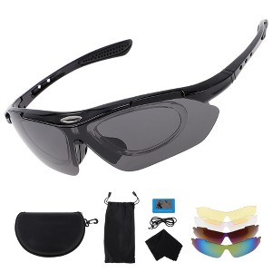 Unique Bargains Motorcycle Riding Goggles for Outdoor Sports Dirt Bike ATV Dark Gray Lens Black Frame 1Set - 1 of 4
