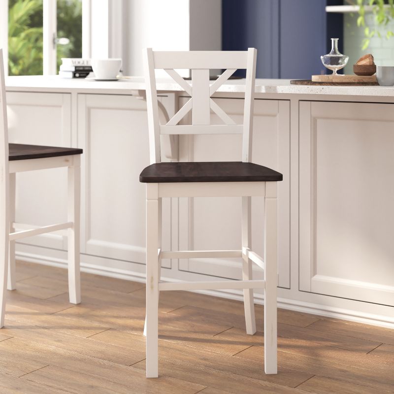 Flash Furniture Gwendolyn Set of 2 Commercial Grade Solid Wood Modern Farmhouse Counter Height Barstool, 2 of 12