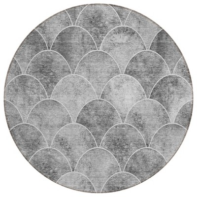 Gray Charcoal And Ivory Abstract Washable Indoor Outdoor Area Rug
