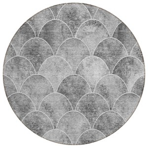Gray Charcoal And Ivory Abstract Washable Indoor Outdoor Area Rug - 1 of 4