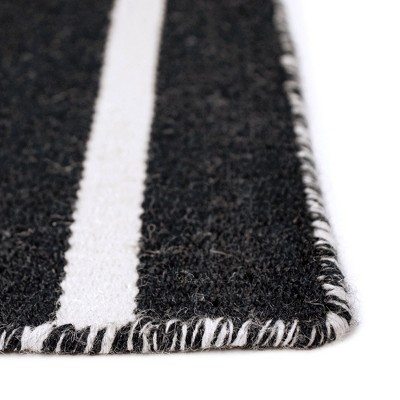 Sleek Serenity Black Stripe 5' x 7' Reversible Synthetic Rug