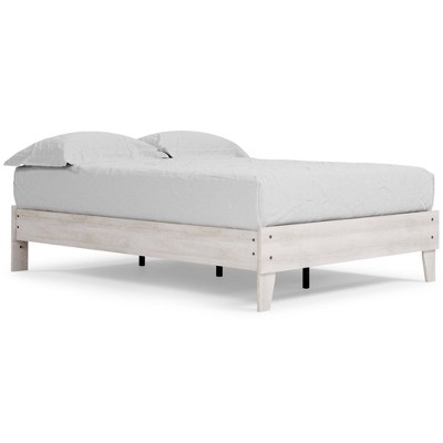 Whitewash Chic Full Platform Bed with Storage Drawer