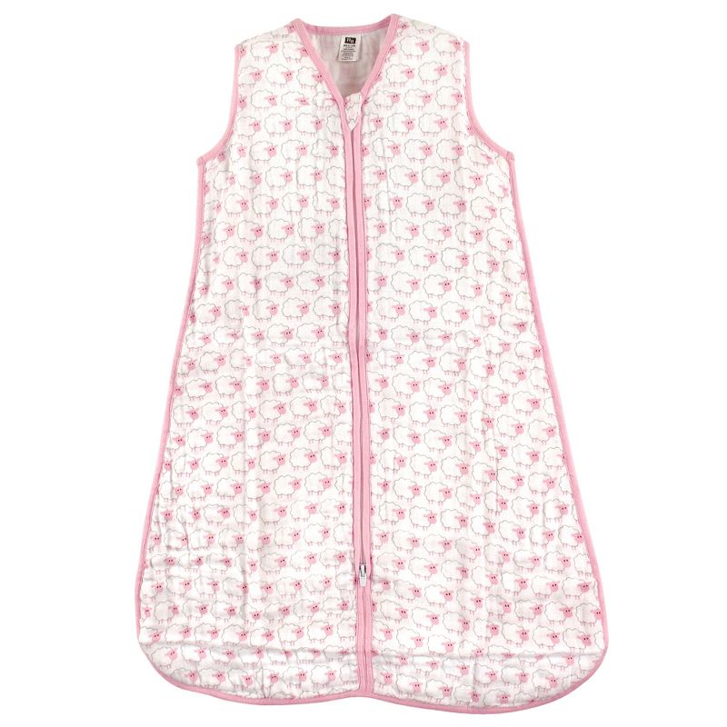 Hudson Baby Infant Girl Muslin Cotton Sleeveless Wearable Sleeping Bag, Sack, Blanket, Pink Sheep, 1 of 4