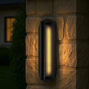 ALOADECOR H19" Oval Matte Black Integrated LED Wall Sconce with Acrylic Shade Modern Dusk to Dawn Waterproof Outdoor Wall Light for Patio - 1 of 4