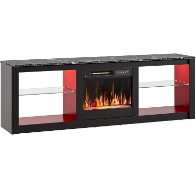 Bestier 63” Fireplace TV Stand for TVs up to 70", LED Gaming Entertainment Center TV Console with 18" Fireplace & Storage Shelves for Living Room