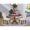 HomeStock 3-Piece Round Mahogany Finish Solid Wood Top Dining Table with 2 Parson Chairs - 2 of 4