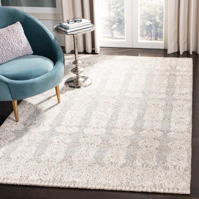 Ivory and Grey Hand-Tufted Wool and Viscose Area Rug