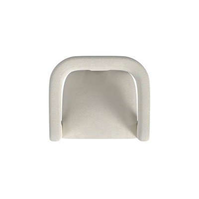 White Boucle Upholstered Barrel Accent Chair with Cut-Out Back