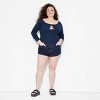 Women's Teddy Bear Long Sleeve Graphic T-Shirt - Navy Blue - 3 of 3