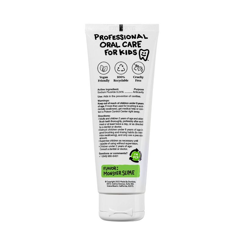 Made by Dentists Kids&#39; Monster Fluoride Anticavity Toothpaste - Sour Apple - 4.2oz, 4 of 8