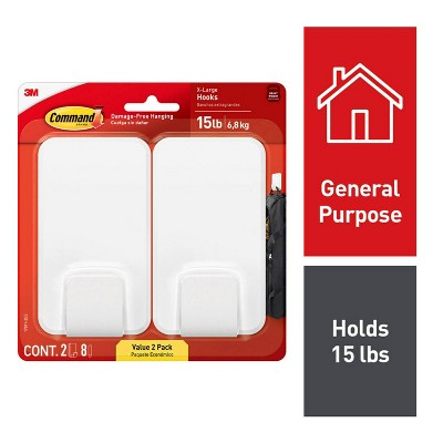 White XL Heavyweight Wall Hooks with Adhesive Strips
