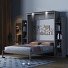 NicBex Queen Size Murphy Bed Wooden Frame Queen Murphy Bed Cabinet Morden Hideaway Wall Bed with 2 Side Shelves for Living Room - 4 of 4