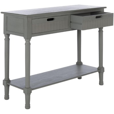 Distressed Gray Wood Console Table with Storage Drawers