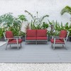Leisuremod Walbrooke Modern 3 Piece Patio Set with Grey Aluminum Frame - 3 of 4