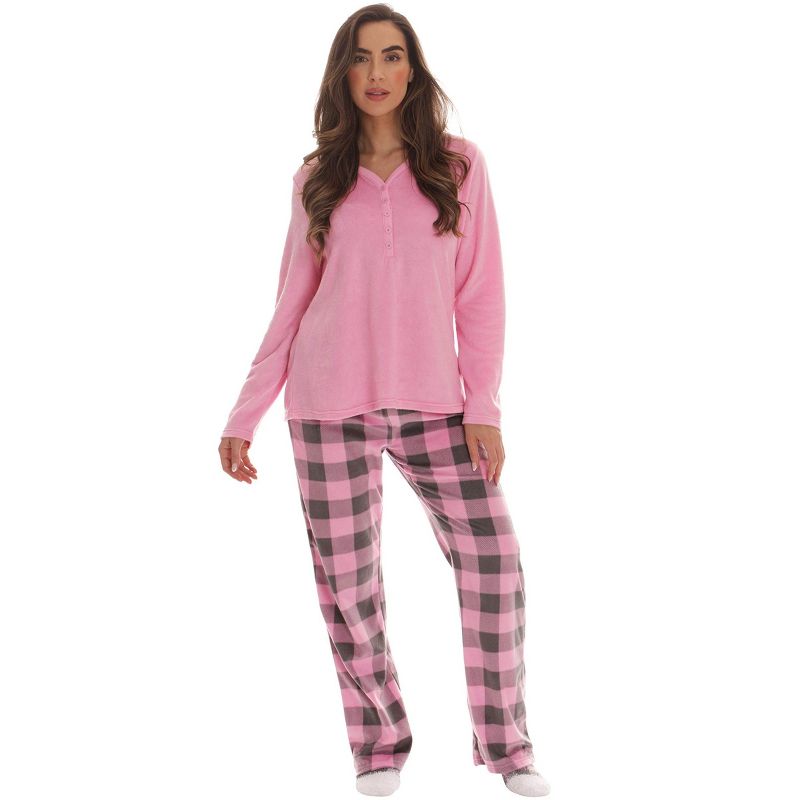 Just Love Womens Ultra-Soft Pajama Pant Set with Matching Socks - 3 Piece Micro Fleece PJ Set, 1 of 4