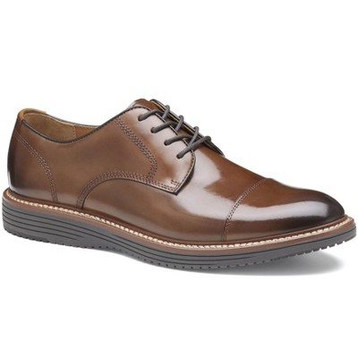 Johnston & Murphy Men's Upton Cap Toe Lace Up Dress Shoe, Tan Full Grain, Size 11
