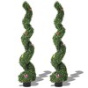 Artificial Boxwood Spiral Topiary Tree Set of 2, Potted Boxwood Topiary Plant with 7 PCS Butterfly Ornaments, Fake Shrubs Tree for Front Door - 3 of 4
