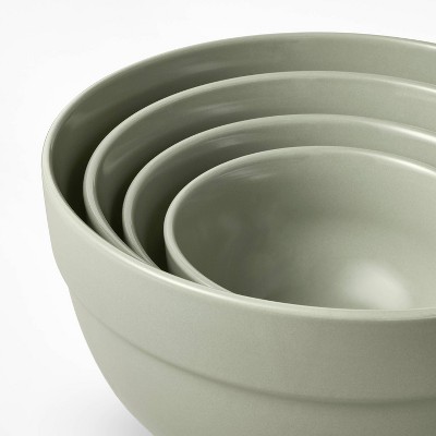 4pc Stoneware Mixing Bowl Set Sage Green - Figmint™