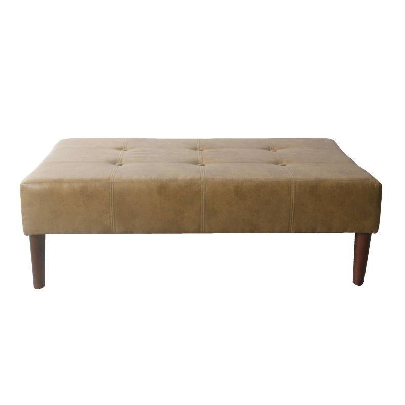 Tufted Coffee Table Ottoman Faux Leather Light Brown - HomePop, 1 of 10