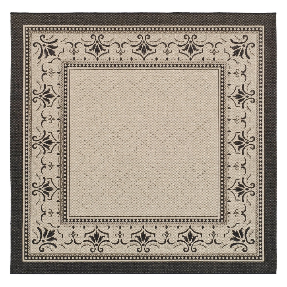 6'7inX6'7in Square Alicante Indoor/Outdoor Rug Sand/Black - Safavieh