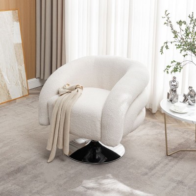 Modern Rotating Sofa Chair, Teddy Upholstered Single Sofa,Comfortable Armchairs For Reading,Target Accent Chairs,Boucle Armchairs-Cuddlewood