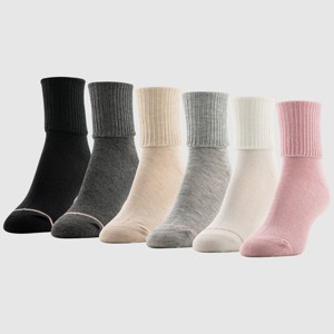 Goldtoe Signature Collection Women's 6pk Modern Essentials Classic Turn Cuff Crew Socks - Vintage Rose/Off White/Gray Heather 6-9 - 1 of 3