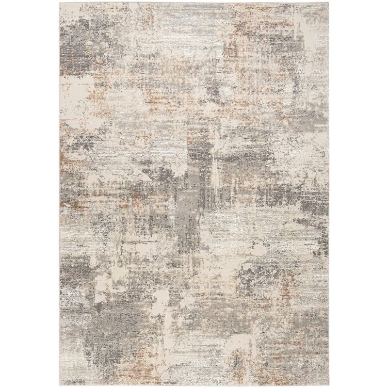 Nourison Modern Abstract Sustainable Woven Rug with Lines Beige, 1 of 10