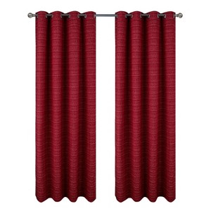 RT Designer Collection Kensington Jacquard Foam Backed Luxurious Decorative Grommet Curtain Panel Red - 1 of 4