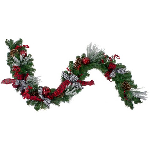 Northlight 5' X 8 Frosted Pine And Red Berry Christmas Garland - Unlit :  Target