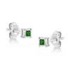 Haus of Brilliance Silver 1/10 Cttw Miracle Set Princess-Cut Treated Green Diamond Stud Earrings - 3 of 4