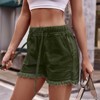 Womens Ripped Cuff Denim Shorts Summer Casual Shorts with Drawstring Elastic Wasit Lightweight Denim Shorts with Pockets - 4 of 4